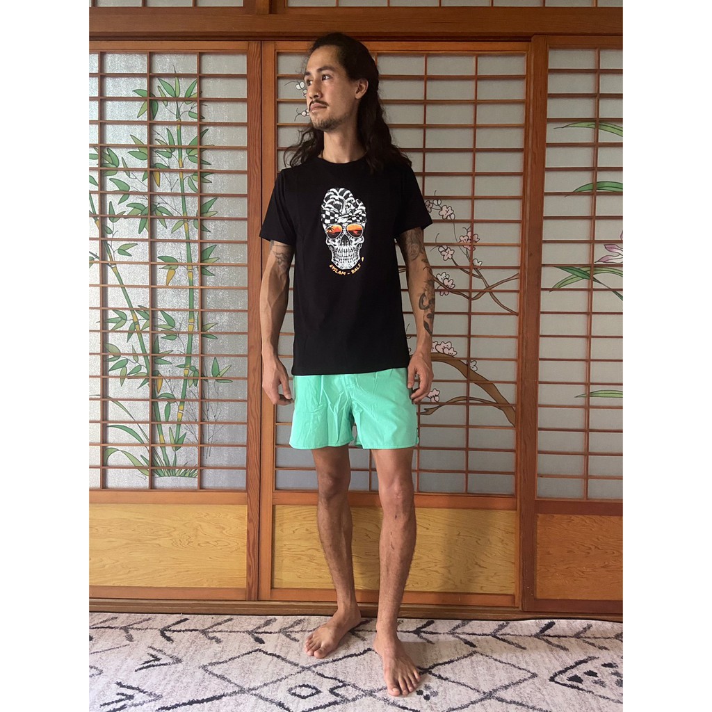 衝浪品牌 69 SLAM /黑色男生T-Shirt / 夕陽墨鏡骷髏 SUNSET GRIN