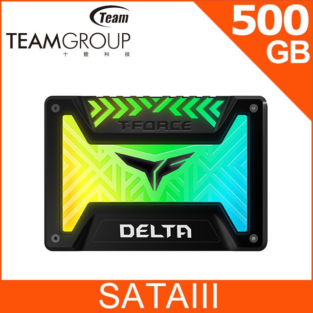 Team 十銓 T-FORCE Delta RGB 500G 2.5 SSD 固態硬碟 黑 白