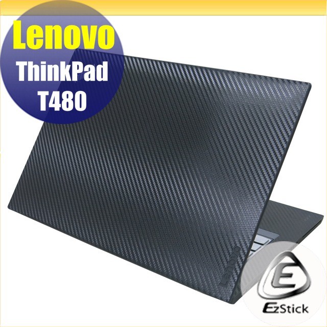 【Ezstick】Lenovo Thinkpad T480 黑色卡夢紋機身貼 (含上蓋+鍵盤週圍貼) DIY包膜