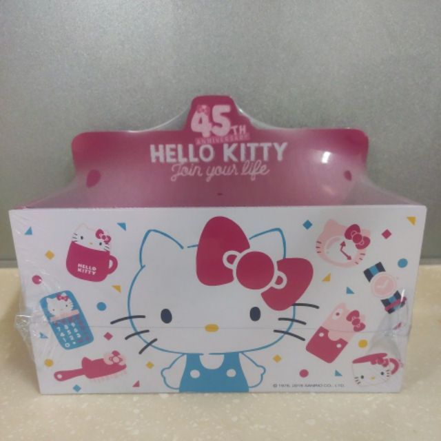 此商品先詢問 正版 Hello kitty 45th 繽粉收納小物盒 凱蒂貓 面紙盒 收納盒 置物盒 木製 收納 小物盒