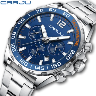 Crrju 男士手錶原裝頂級品牌不銹鋼夜光防水時尚商務休閒運動石英 2299 X