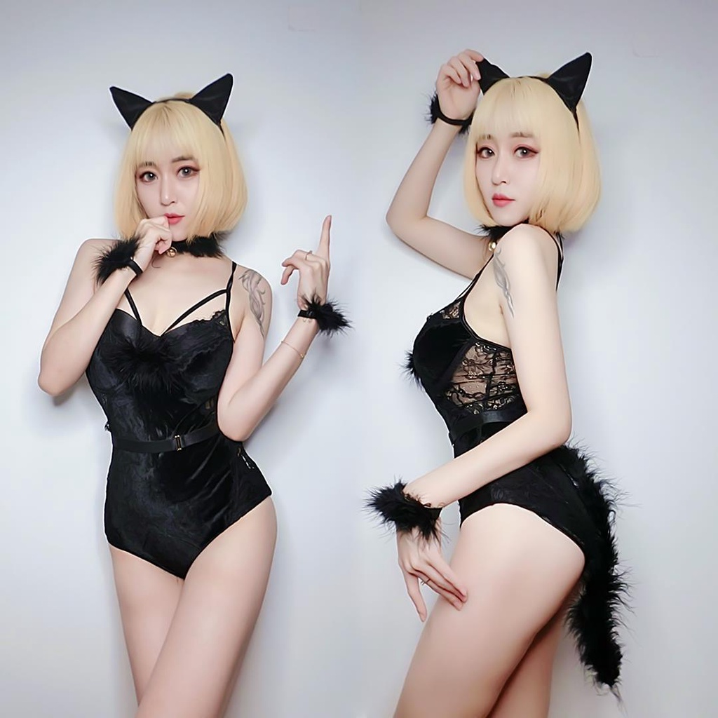 貓女郎 DS 演出服 酒吧 DJ 氣氛 派對 GOGO 服裝 女 寫真攝影 性感 連體 舞臺 裝