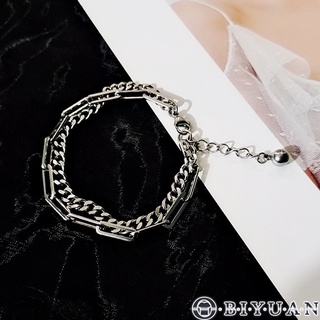 【OBIYUAN】手鍊 現貨 鈦鋼 雙層 古巴鍊 抗過敏 飾品 配飾 生日禮物【SR03】