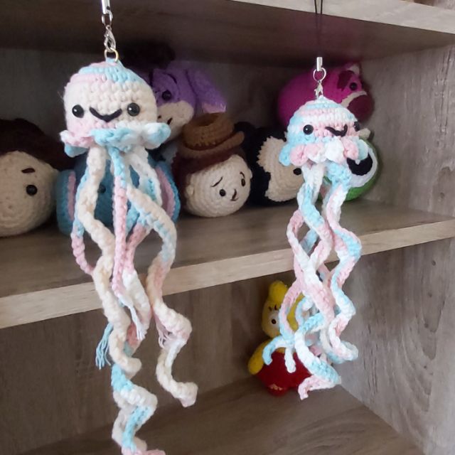 手工鉤針 水母娃娃 吊飾 鑰匙圈 裝飾