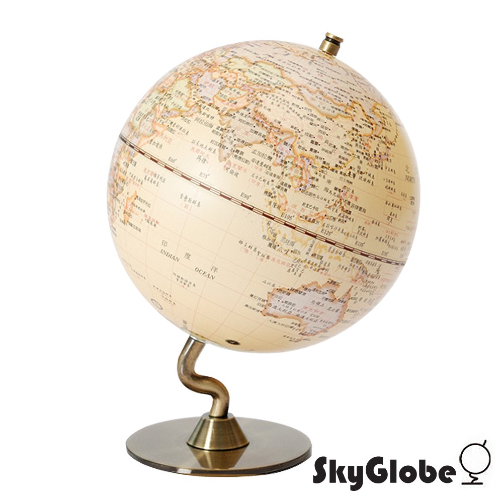 【SkyGlobe】 5吋仿古金屬底座地球儀《泡泡生活》繁中文版