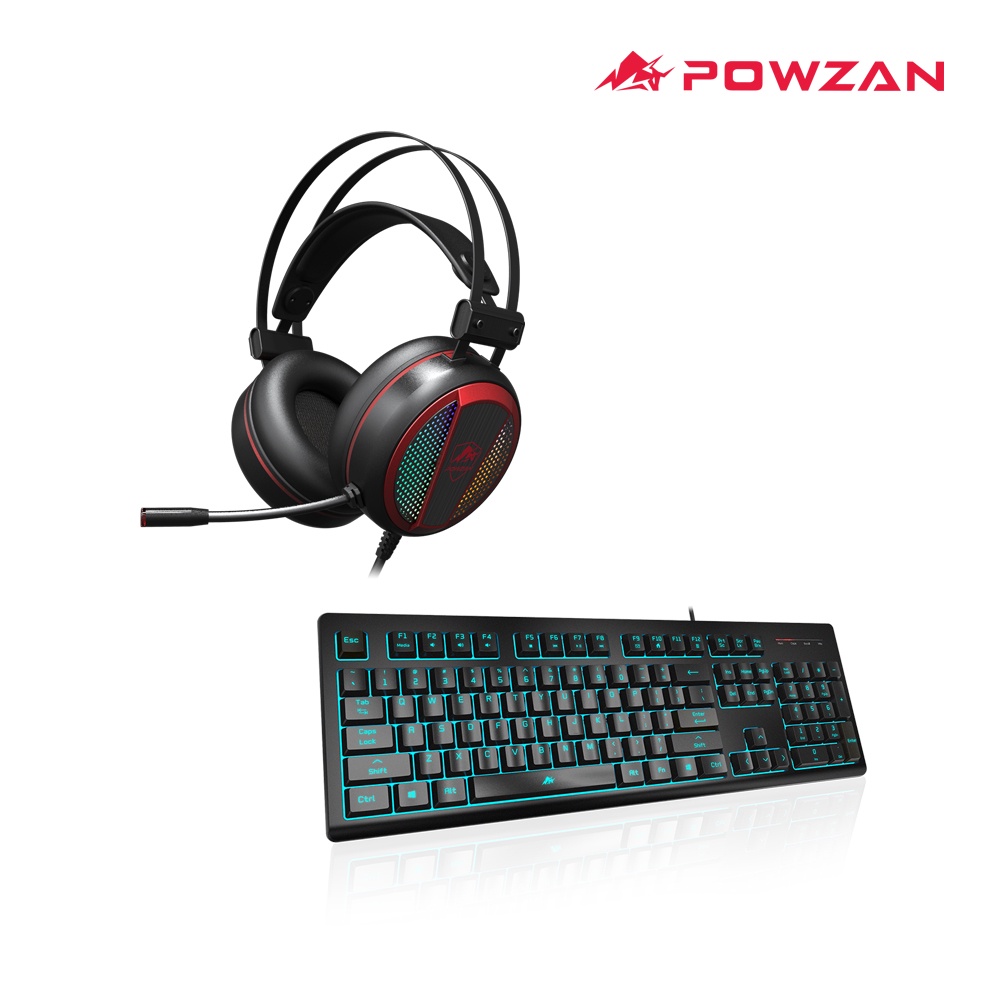 【二件組超值回饋價】POWZAN POKB800幻彩薄膜鍵盤+SONAR CH400 RGB電競耳機