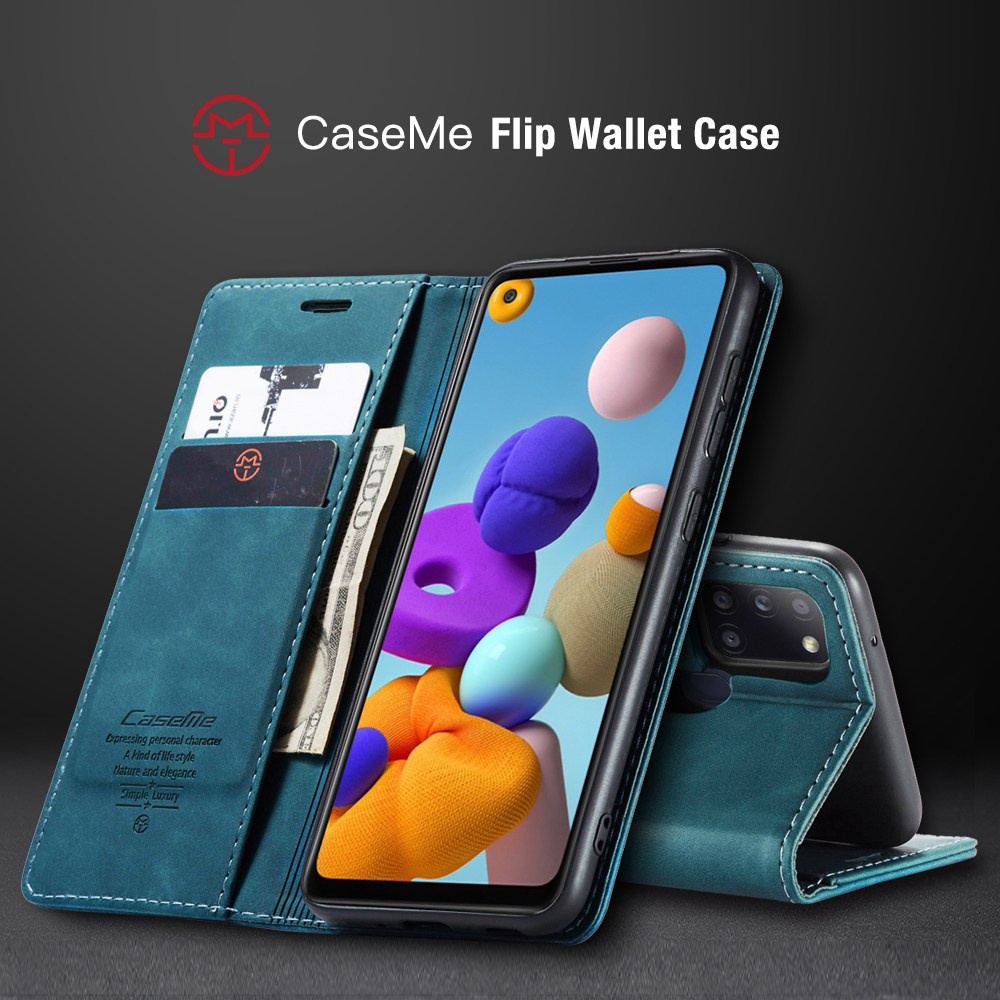 CaseMe 商務皮套 三星 Galaxy A21S 手機殼 掀蓋 保護殼 支架 零錢夾 錢包款 翻蓋皮套