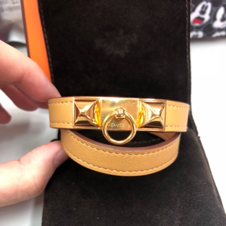 <精品出清>正品 愛馬仕HERMÈS CDC Double Tour奶茶色手環