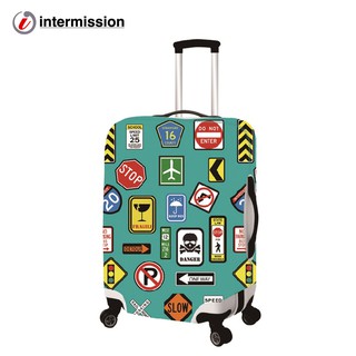 【箱衣WAY免運】【Intermission】LCS346旅行標誌日版彈力拉桿箱保護套 行李箱套旅行箱防塵罩登機箱防塵