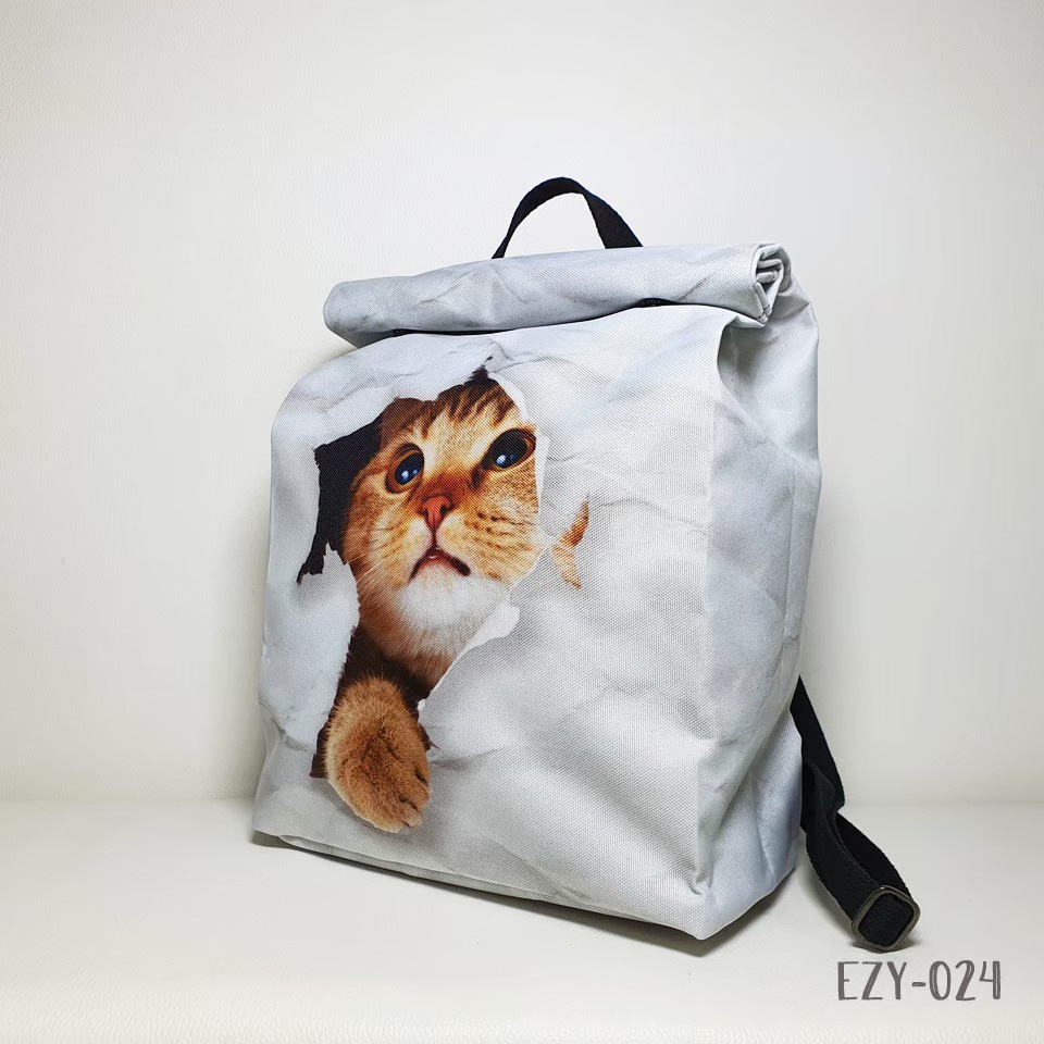現貨速出 泰國紙袋造型防水背包 後背包 雙肩包 可愛貓咪