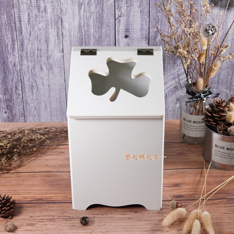 白色木器 幸運草 發票桶 蝶古巴特發票桶 藝起蝶起來 Diy手作材料 蝦皮購物