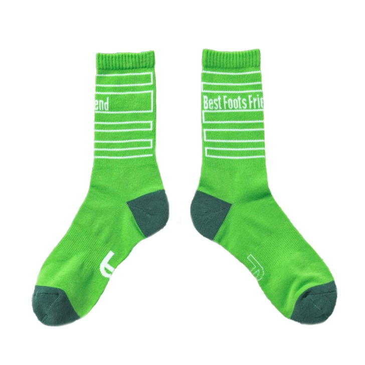 BFF Symptom Socks 綠色 條紋 多框形 字母 格紋 長襪 登山襪 穿搭【BF190002-24】