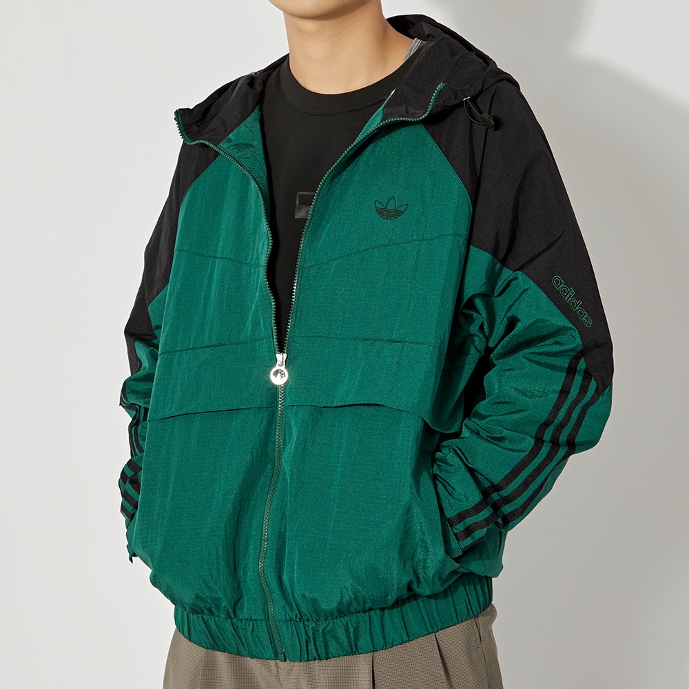 Adidas SPRT WB 男 黑綠 運動 休閒 風衣 長袖 外套 HC0329