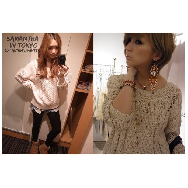 全新轉賣samantha 吉田怜香個人品牌ungrid 針織洞洞寬鬆毛衣 蝦皮購物