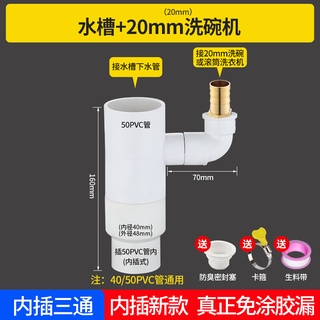 現貨 慕樂 Mule 廚房水槽洗碗機淨水器下水排水pvc三通小廚寶洗衣機管二合一接頭排水管伸縮排水管流理臺排水管