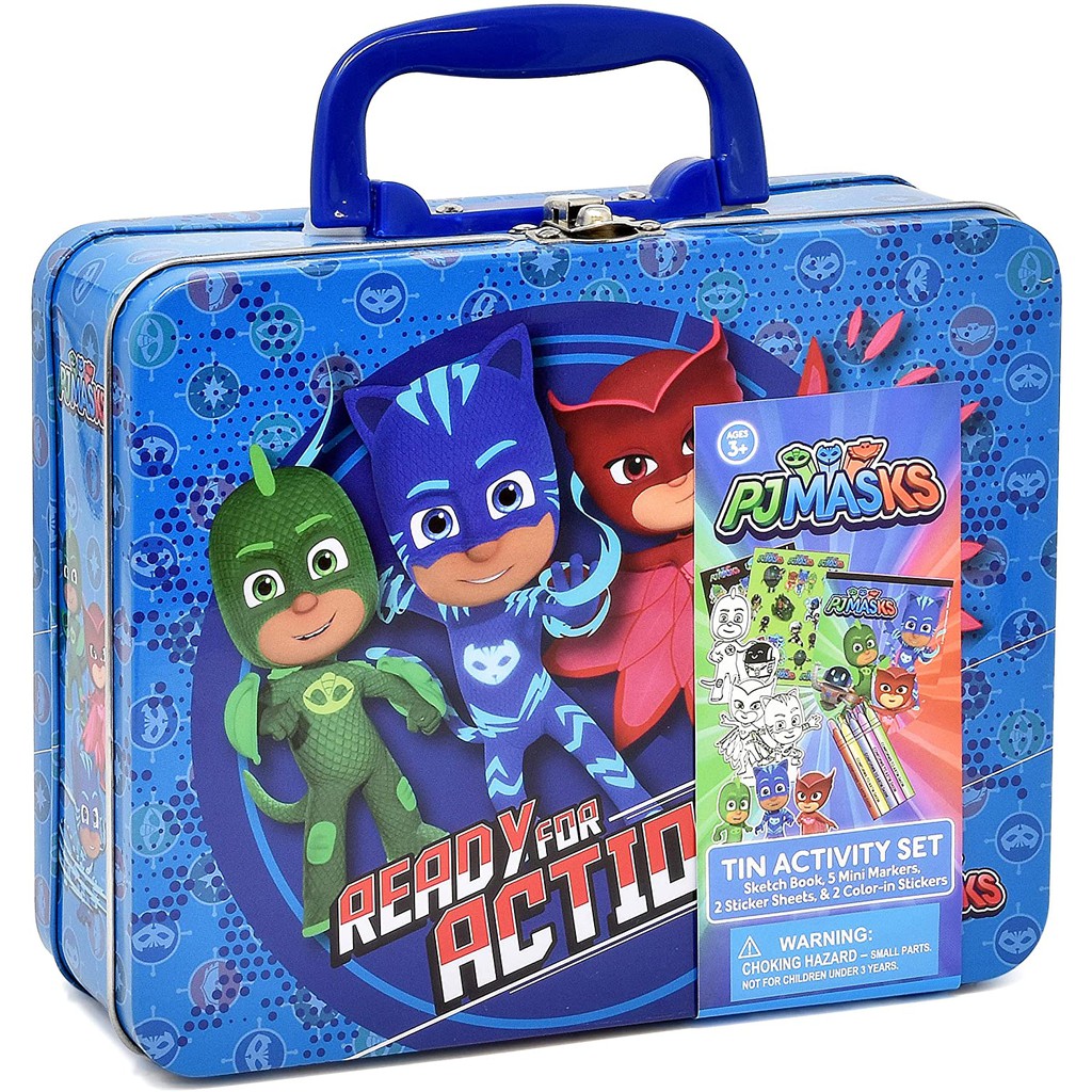 預購 美國帶回 PJ MaskS 睡衣小英雄 兒童著色塗鴉鐵盒組 貼紙 外出旅遊 生日禮