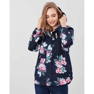 Miolla 英國品牌 Joules 深藍底色花朵木扣款防水防風透氣風衣外套
