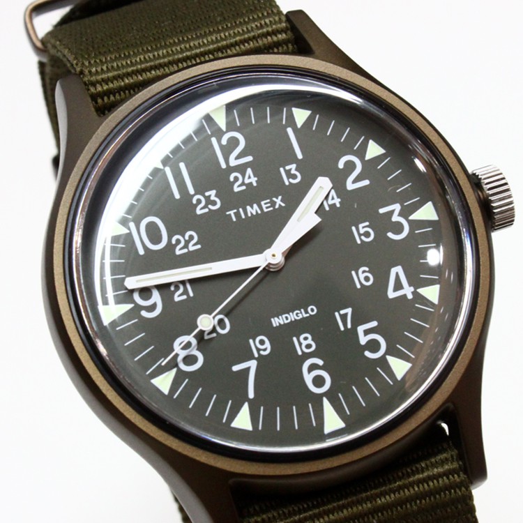萬年鐘錶TIMEX INDIGLO冷光面板經典鋁合金殼Nylon綠錶帶綠錶面40mm TW2R37500 | 蝦皮購物