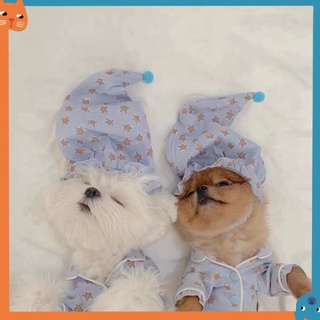 😺現貨秒發🐶韓國INS寵物睡衣 狗狗貓咪衣服 寵物卡通睡衣套裝 寵物睡帽 馬爾濟斯法斗薄款衣服