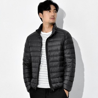 羽絨外套 防風外套 情侶外套 L-5XL 輕量透氣高密度防潑水拉鍊口袋素色立領羽絨外套 大尺碼【臺灣出貨 預購】