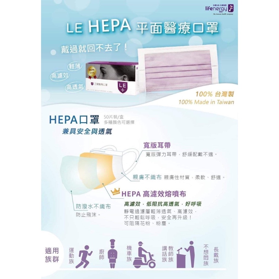 【怡家藥局】浩珵成人HEPA醫療口罩平面_50片/盒