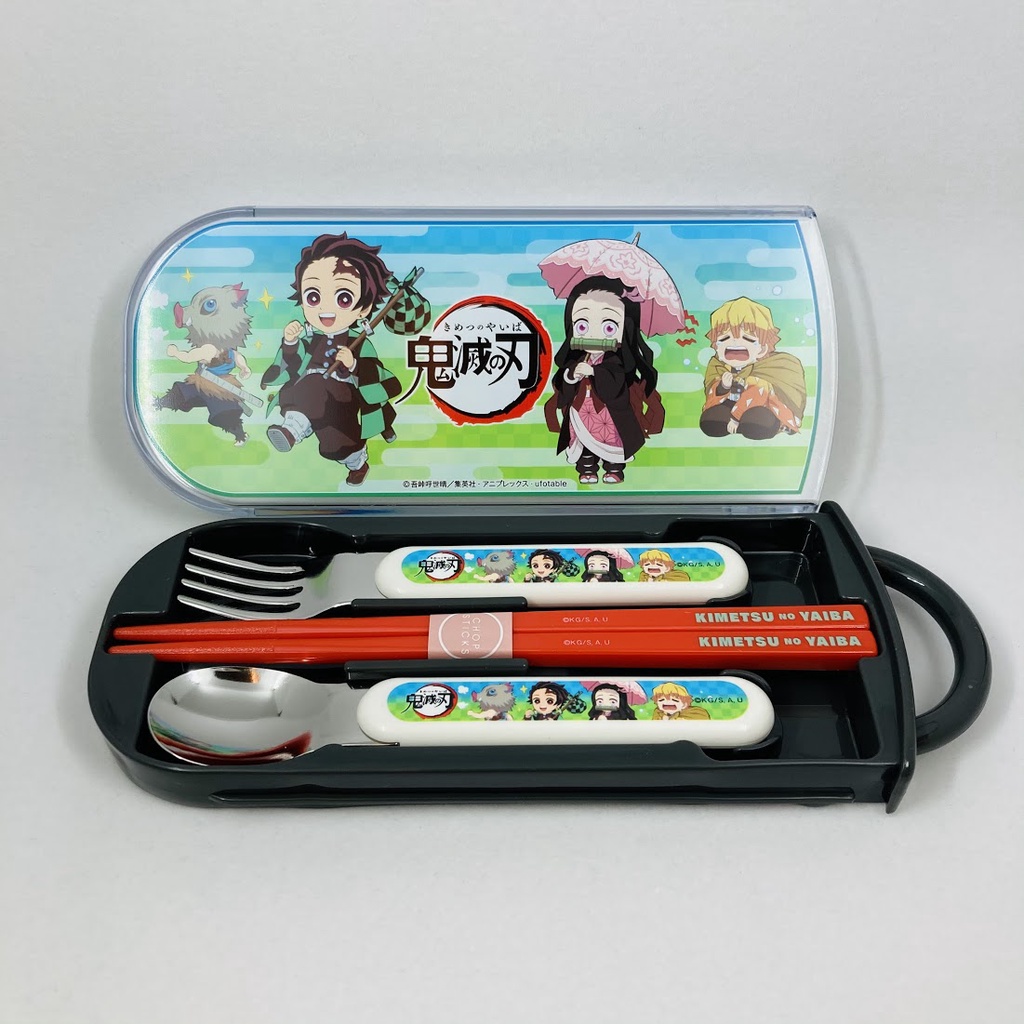 (小品日貨) 現貨在台  2022 日本製 SKATER 鬼滅之刃 銀離子 餐具組 筷子 湯匙 叉子 餐具
