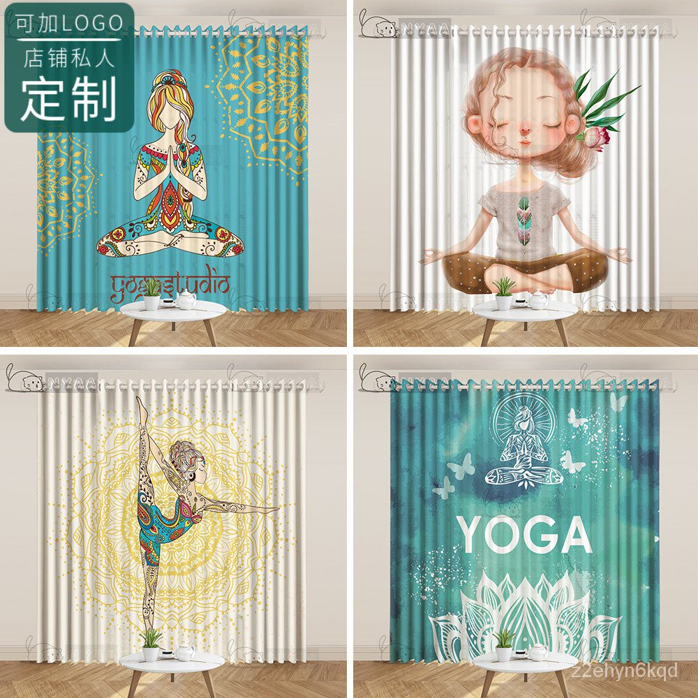 創意創新】清新簡約瑜伽館隔斷簾禪意養生館裝飾背景舞蹈室泰式養生會所 