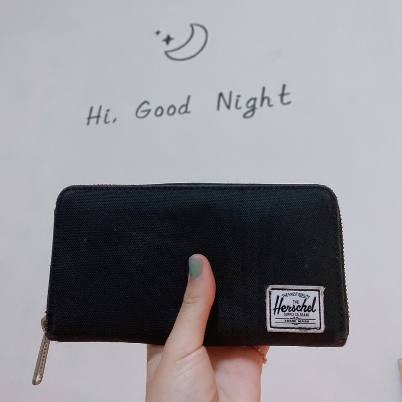 Herschel THOMAS Wallet 中夾 黑色 金拉鍊 女用皮夾 錢包 帆布