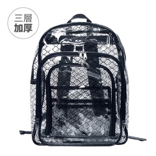 【(加厚)三層黑格紋透明雙肩後揹包 SH623】高科技產業 抗靜電無塵室包 工具包 工作包