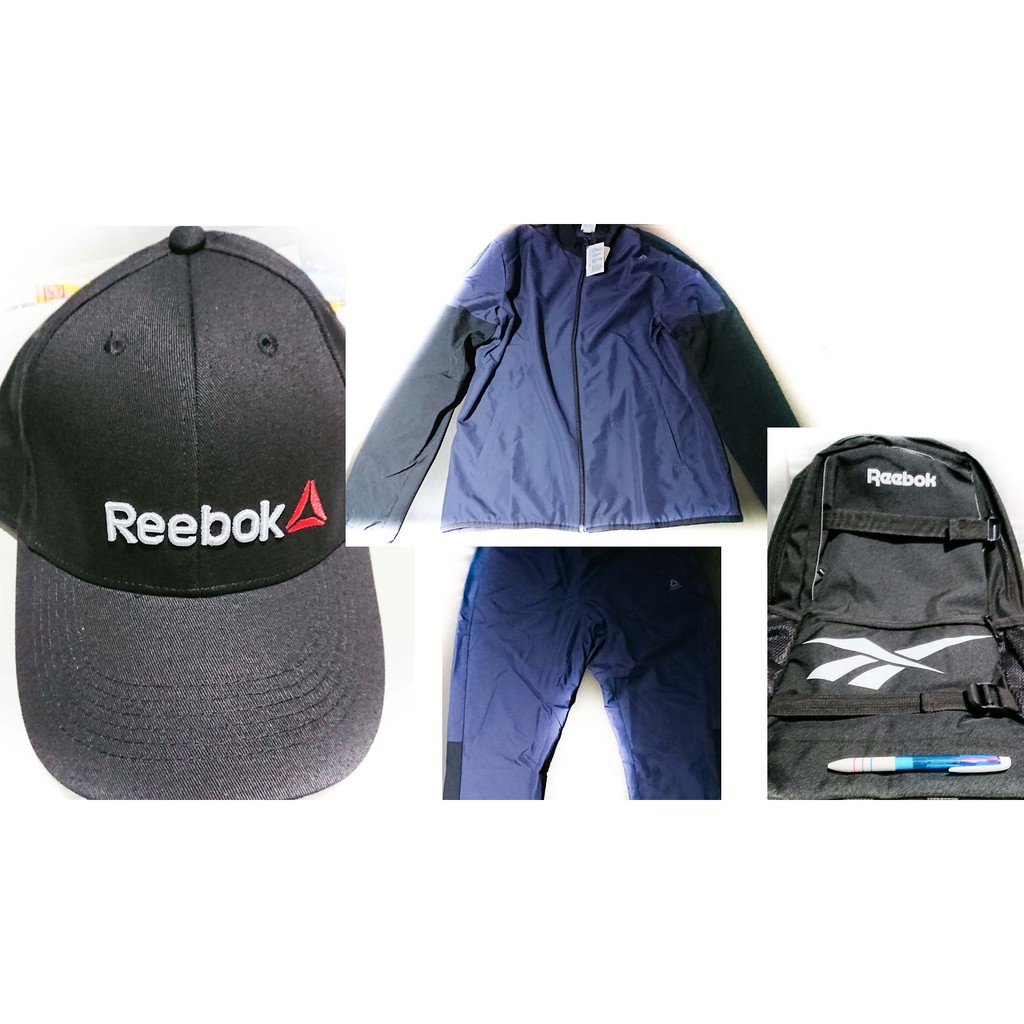 明星花鹿水 REEBOK 買外套+運動褲 送包包+帽子 (1組=4件=未使用=2XL) 外套長約72公分寬約61公分