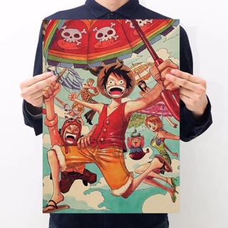 [現貨] 海賊王人物 魯夫 ONE PIECE 航海王 懷舊海報健身房 酒吧 臥室宿舍客廳牆畫裝飾畫 復古牛皮紙咖啡廳