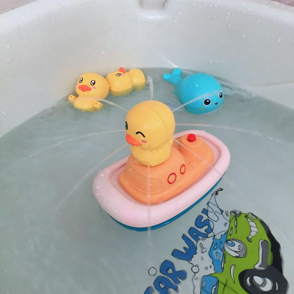 寶寶洗澡玩具 全自動噴水海盜鴨男孩女孩兒童戲水玩具噴泉旋轉鴨抖音爆款小鴨艇 戲水玩具 寶寶玩具