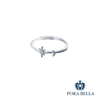 <Porabella>925純銀鋯石戒指 月亮 流星 ins風 可調開口式 銀戒 Rings