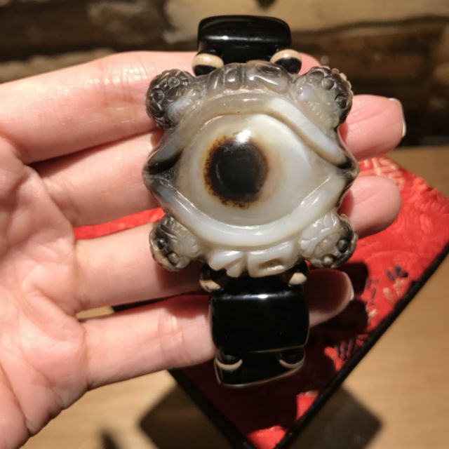 西藏九頁岩 絕版經典第三眼祥龍財神咒手排天眼珠