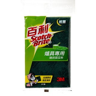 伴桌｜3M 百利 爐具專用強效菜瓜布 大綠 2片裝 96R-2M