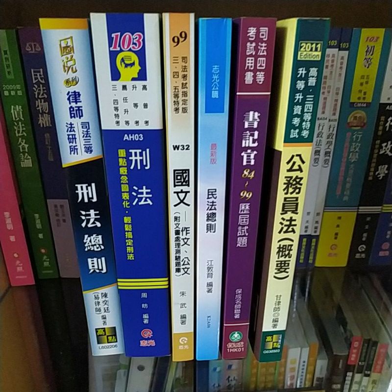 刑法總則 刑總 民法總則 民總 國文作文公文 公務員法 四等書記官歷屆試題 陳奕廷 周昉 朱武 江敦育 甘律 志光 保成