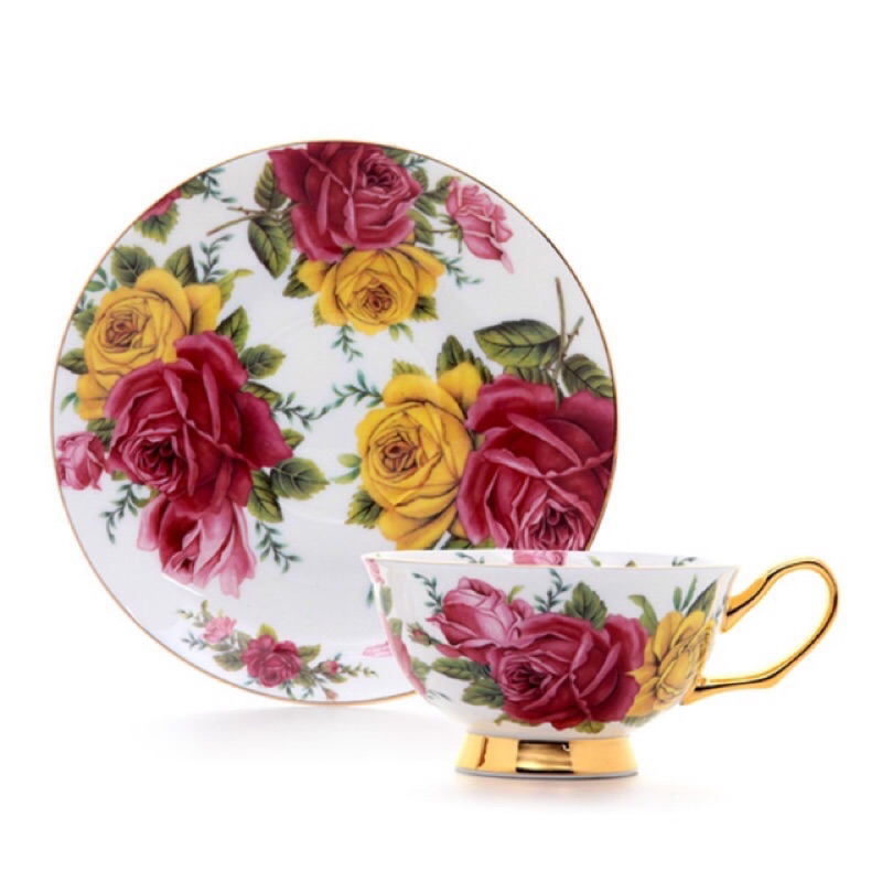 Royal Duke夢香茶杯盤組 玫瑰花🌹金邊 中國骨瓷 咖啡杯☕️奶茶杯 浪漫優雅下午茶 華麗英式宮廷風