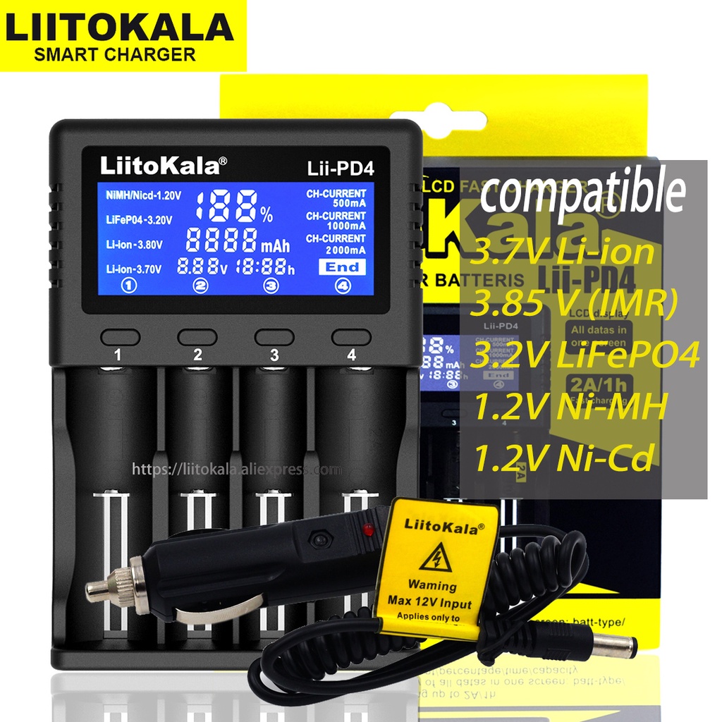 Liitokala18650充電器26650電池充電器AA AAA鎳氫3.7V鋰電池14500 10440 18500