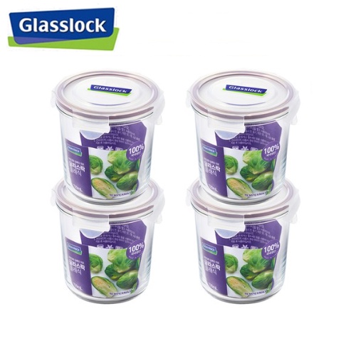 [Glasslock] 紫色版玻璃密封容器 720ml 4p 套 / 食品容器