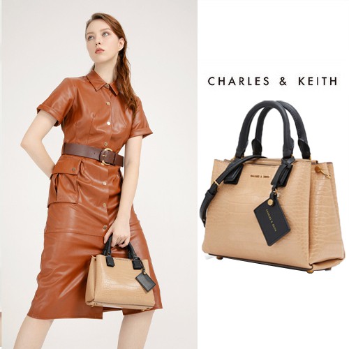 CHARLES & KEITH 小CK包包 正品代購 鱷魚紋 單肩包 托特水桶包 手提包女