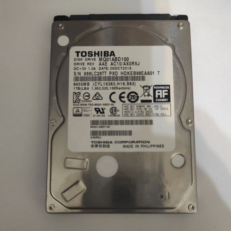 二手良品 2.5吋 筆電用 Toshiba  1T  功能正常 9.5mm 開機軟體測試都綠色 功能正常 便宜賣