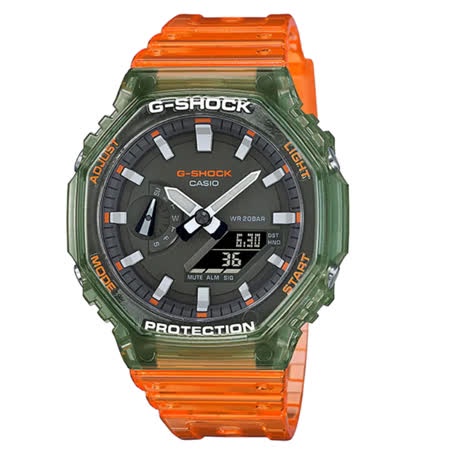 CASIO 卡西歐 G-SHOCK 時尚八角錶殼半透明腕錶 GA-2100HC-4A