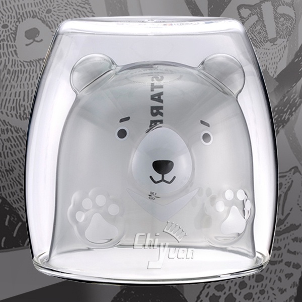 Starbucks 台灣星巴克 2020 黑熊造型雙層玻璃杯 250ml 共愛地球生態保育 可愛動物 呆萌萌熊熊寶寶