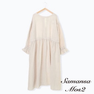 Samansa Mos2 kazumi聯名款-2WAY前後兩穿式綁帶亞麻長袖洋裝(FB17L0H0280)
