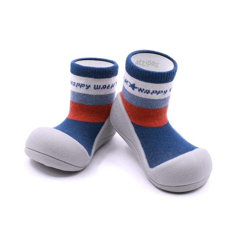 韓國 Attipas 快樂腳襪型學步鞋(條紋海洋藍)【安琪兒婦嬰百貨】