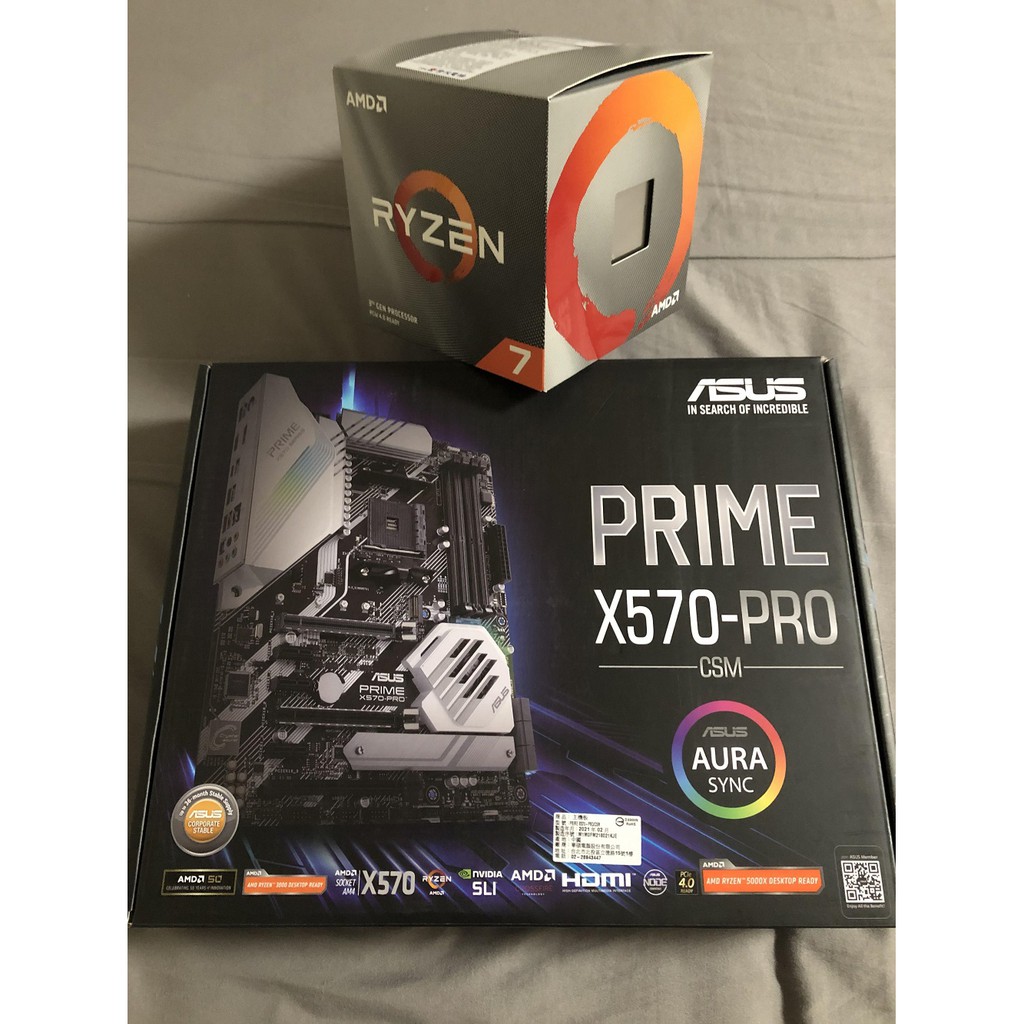 AMD Ryzen 7 3700X + 華碩主機板 PRIME X570-PRO  (含運費)