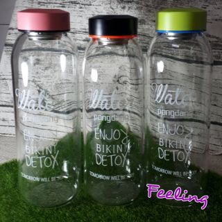（全數出清）韓版water pongdang（寬口徑）玻璃水杯720ml附防燙杯套、420ml附帆布杯袋