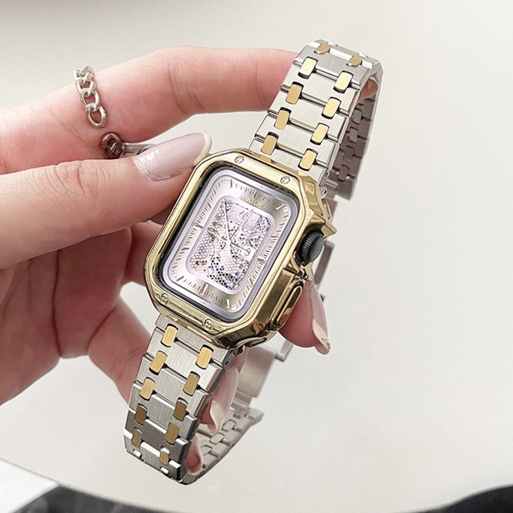 不銹鋼錶帶錶帶和錶殼兼容 apple watch 8 7 6 Se 5 4 45mm 41mm 44mm 40mm 42