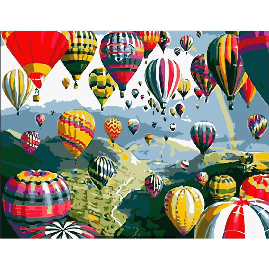 DIY油畫  數字油畫 40*50cm 客廳房間裝飾DIY繪畫 五彩熱氣球