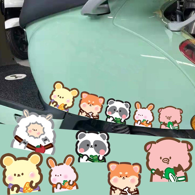 台湾现货 爆款/電動車疤痕遮蓋劃痕車貼花卡通貼畫可愛小動物裝飾車身創意貼紙